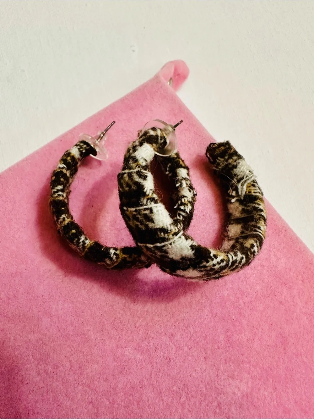NWT Tweed Plaid Hoop Earrings